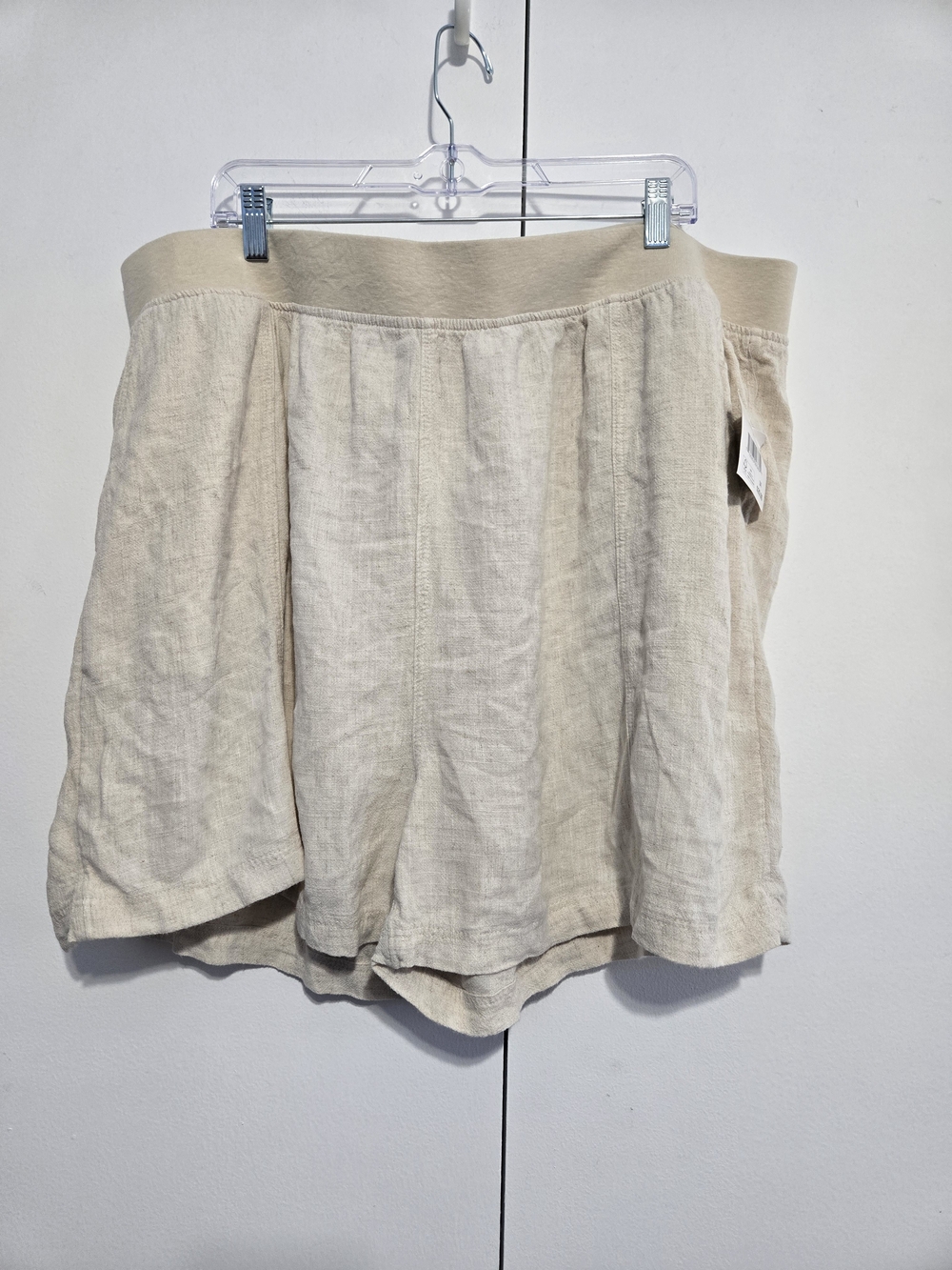 Falls Creek NWT 3X Linen Blend Pull On Shorts Beige Plus Size‎